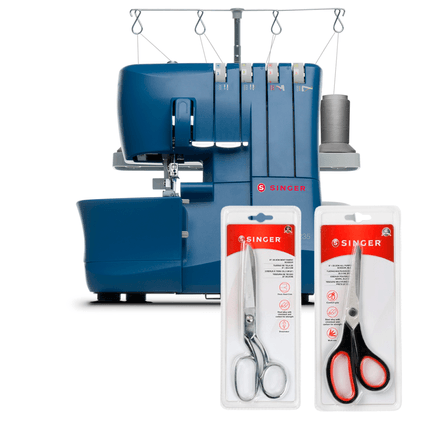 Kit Máquina de Costura Overloque S0235 Azul + Tesoura 8" Tecido e Tesoura Multiuso Preta