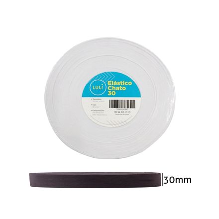 Elástico Chato Luli 30mm Rolo com 25 Metros Branco Branco