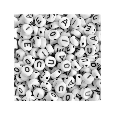 Micanga de Letras Vogais Luli L60 4x7mm Pacote com 500g