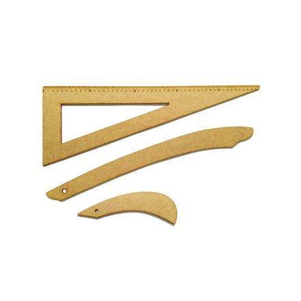 Kit de Reguas para Costura de Madeira Delfitec CC-010M com 3un