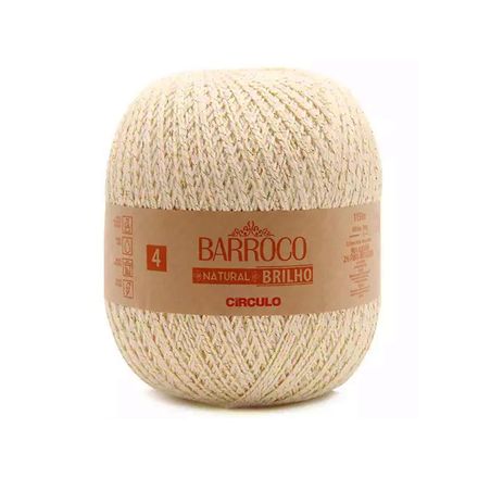 Barbante Barroco Natural Brilho Circulo 4/4 Rolo com 1150 Metros