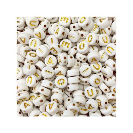 Micanga de Letras Vogais 4x7mm Luli L54 Pacote com 500g