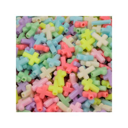 Miçangas Entremeio de Cruz Coloridos - Mix Claro