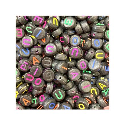 Micanga de Letras Vogais 4x7mm Luli L52 Pacote com 500g