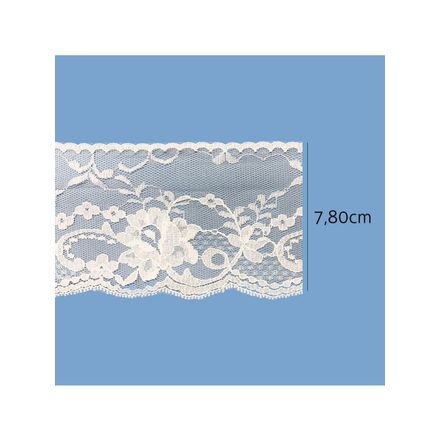 Renda de Nylon Rigida 7,80cm 12123 Aquarela Rolo com 50 Metros