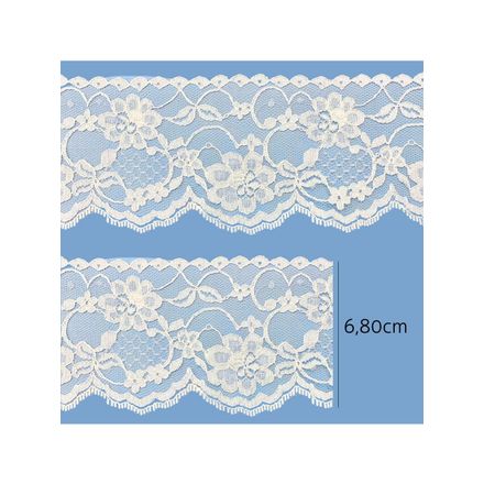 Renda de Nylon Rigida 6,80cm 12100 Aquarela Rolo com 50 Metros