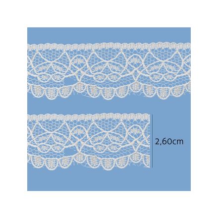 Renda de Nylon Rigida 2,60cm 2643 Aquarela Rolo com 100 Metros