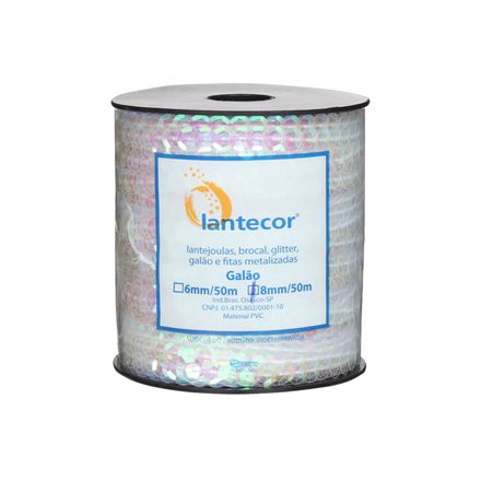 Lantejoula Irisada Lantecor 8mm Rolo com 50 Metros