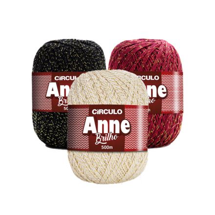 Linha de Croche Anne Brilho Circulo Novelo com 500 Metros