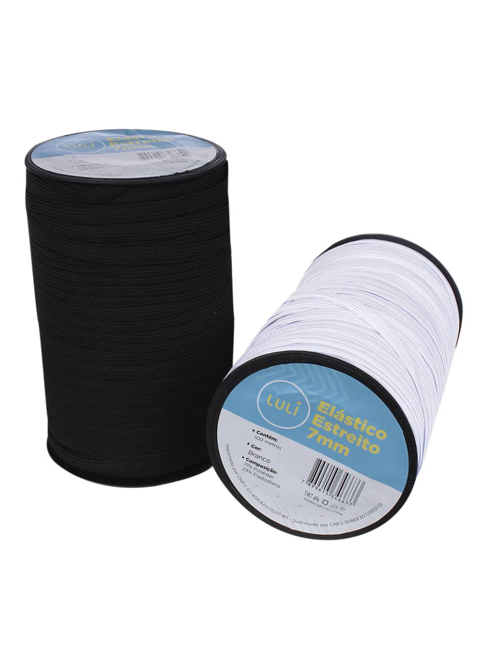 Elástico Chato Luli 7mm Rolo com 100 Metros Branco