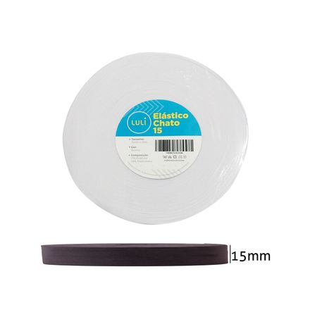 Elástico Chato Luli 15mm Rolo com 25 Metros