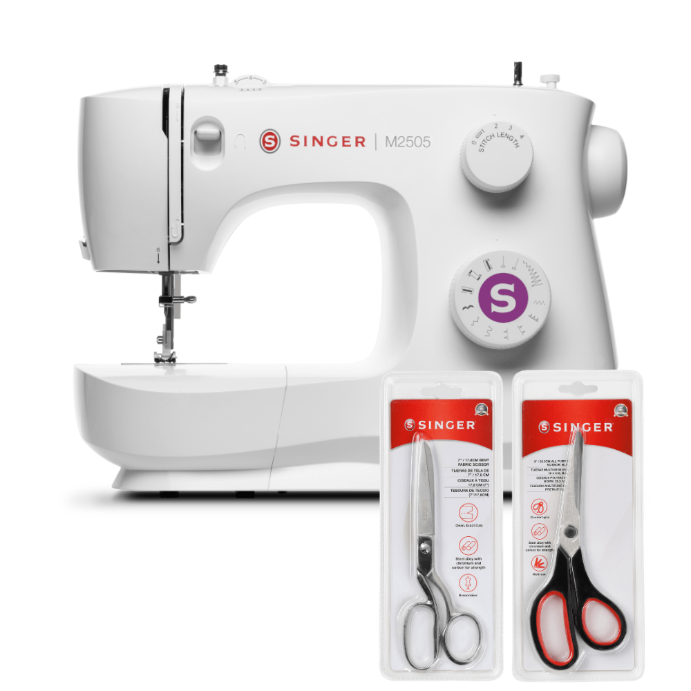 Kit Máquina de Costura M2505 + Tesoura 8" Tecido e Tesoura Multiuso Preta