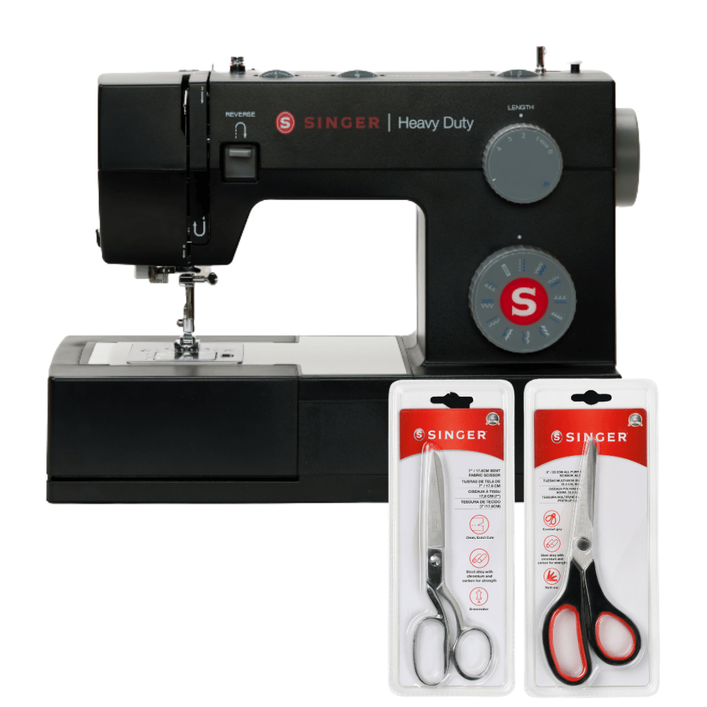 Kit Máquina de Costura HD4423 Black e Tesoura 8" Tecido e Tesoura Multiuso Preta