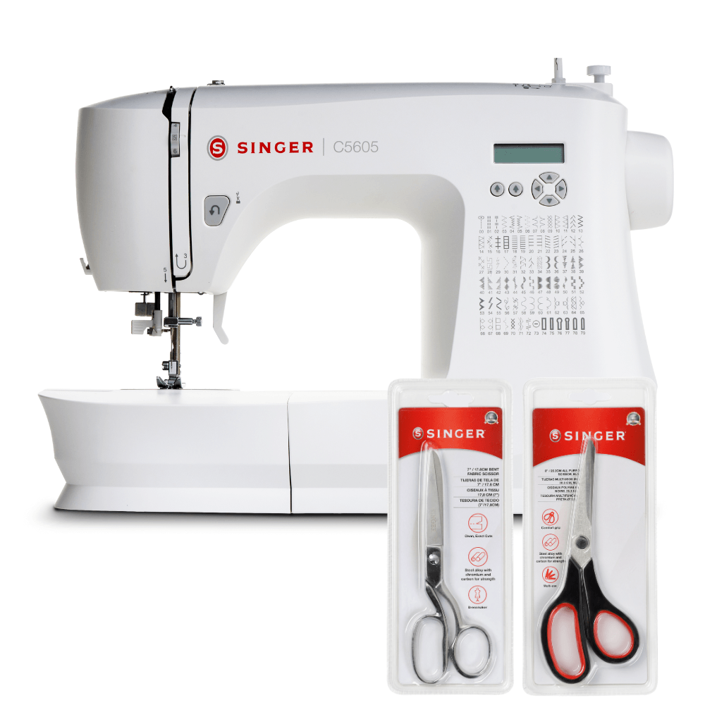 Kit Máquina de Costura C5605 + Tesoura 8" Tecido e Tesoura Multiuso Preta