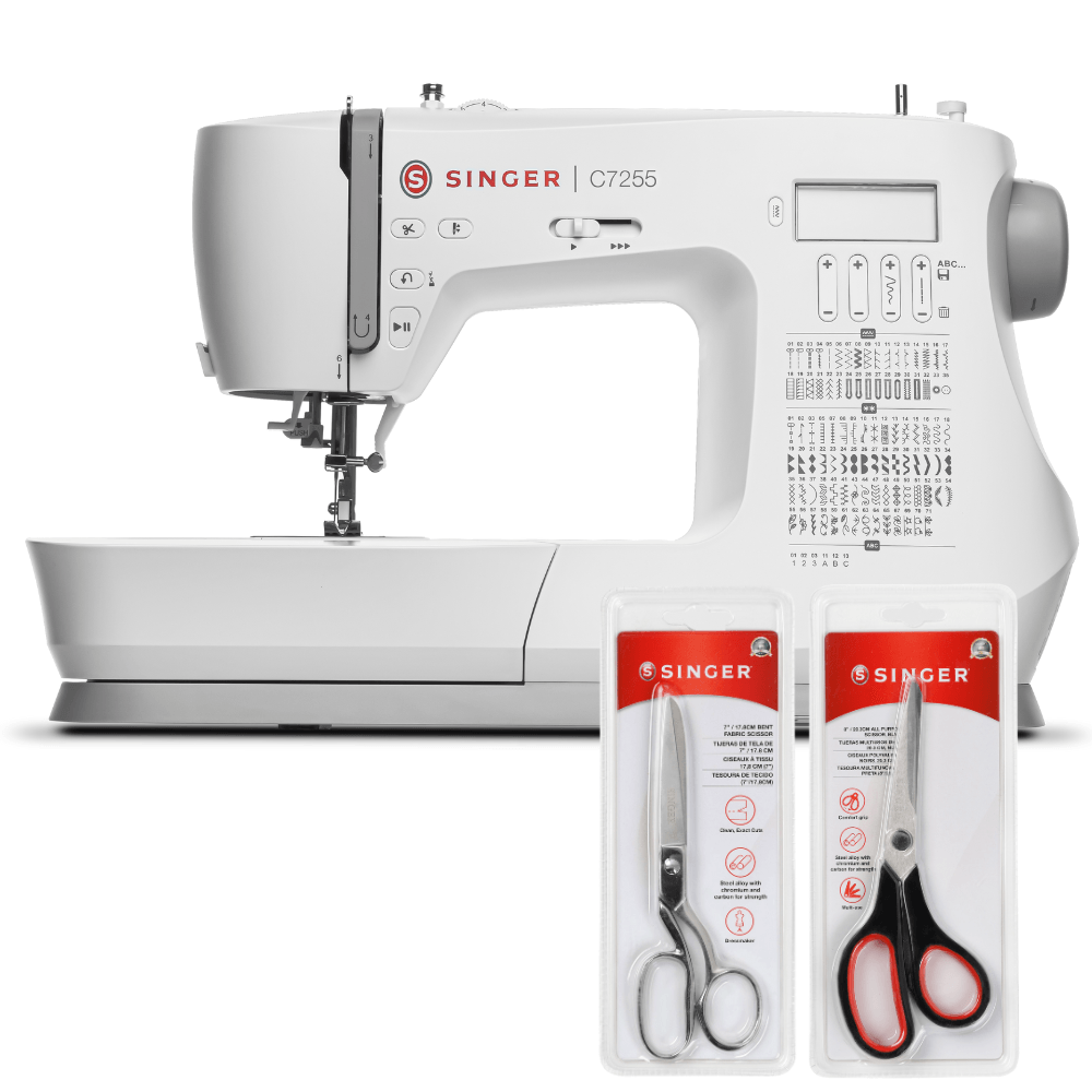 Kit Máquina de Costura C7255 + Tesoura 10" Tecido e Tesoura Multiuso Preta
