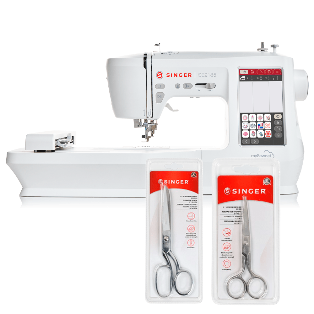 Kit Máquina de Bordado e Costura SE9185 + Tesoura 10" Tecido e Tesoura para Bordado