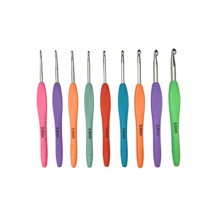 Kit de Agulhas de Croche Tamanhos Sortidos com Cabo Emborrachado Luli