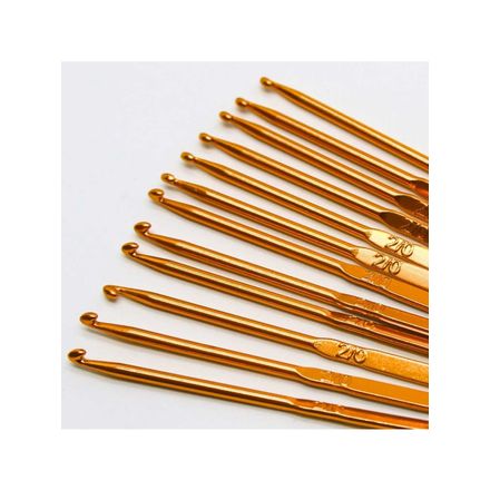 Kit de Agulhas de Croche Dupla 2/0 (3.0mm) e 3/0 (3.5mm) Pacote com 12un