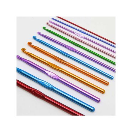 Kit de Agulhas de Croche de Aluminio Pacote com 12un