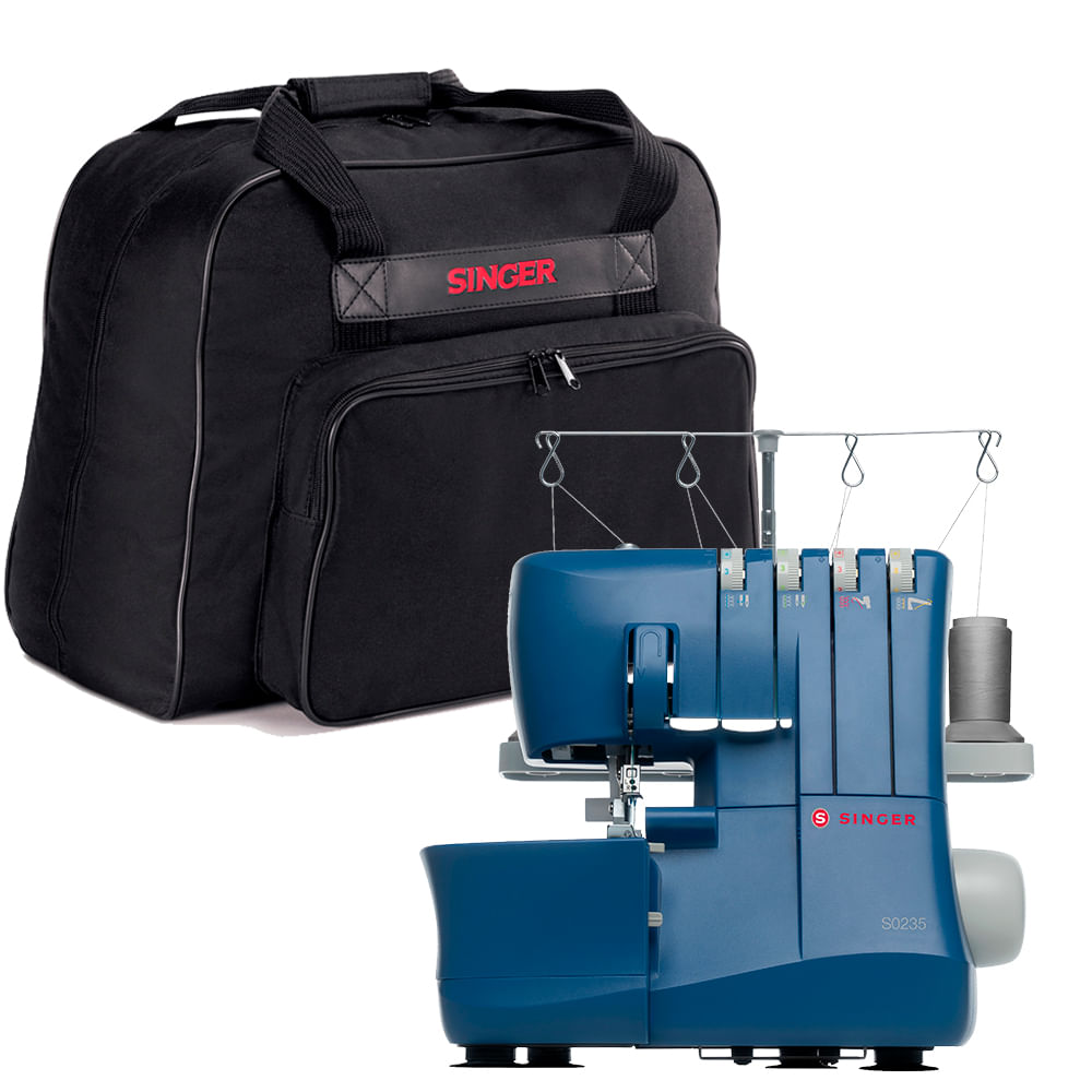 Kit Máquina de Costura Overloque S0235 Azul e Bolsa de Transporte Singer