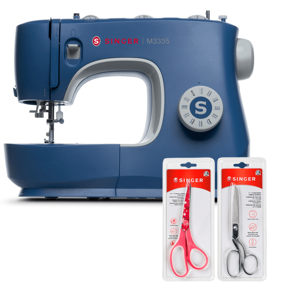 Kit Máquina de Costura M3335 + Tesoura 8" Tecido e Tesoura Multiuso Rosa