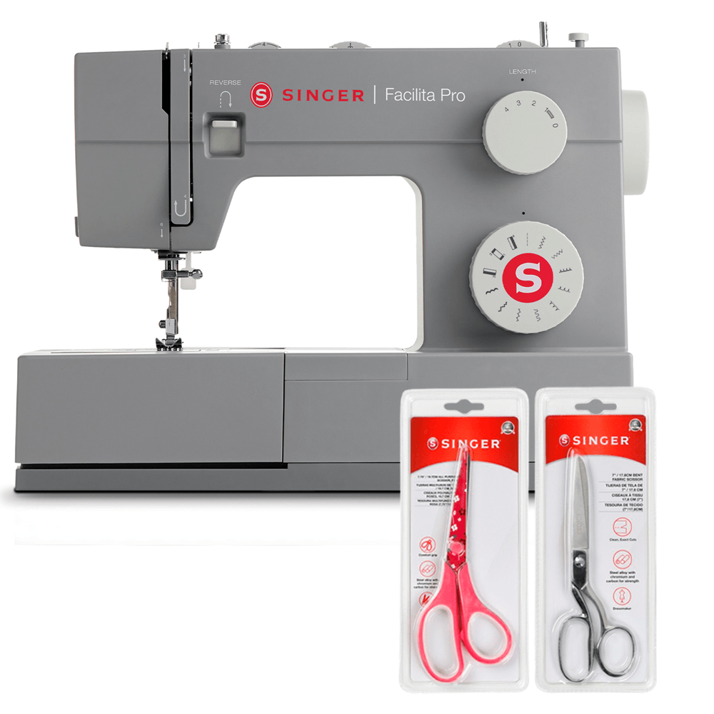 Kit Máquina de Costura Facilita Pro 4411 + Tesoura 10" Tecido e Tesoura Multiuso Rosa
