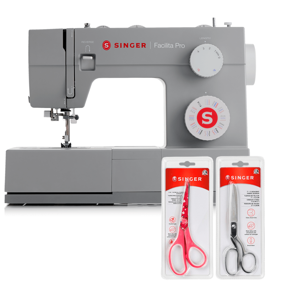 Kit Máquina de Costura Facilita Pro 4432 + Tesoura 7" Tecido e Tesoura Multiuso Rosa