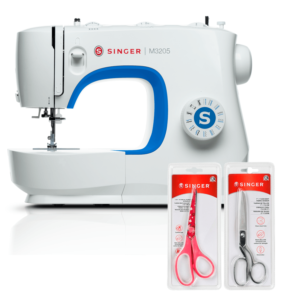 Kit Máquina de Costura M3205 + Tesoura 8" Tecido e Tesoura Multiuso Rosa