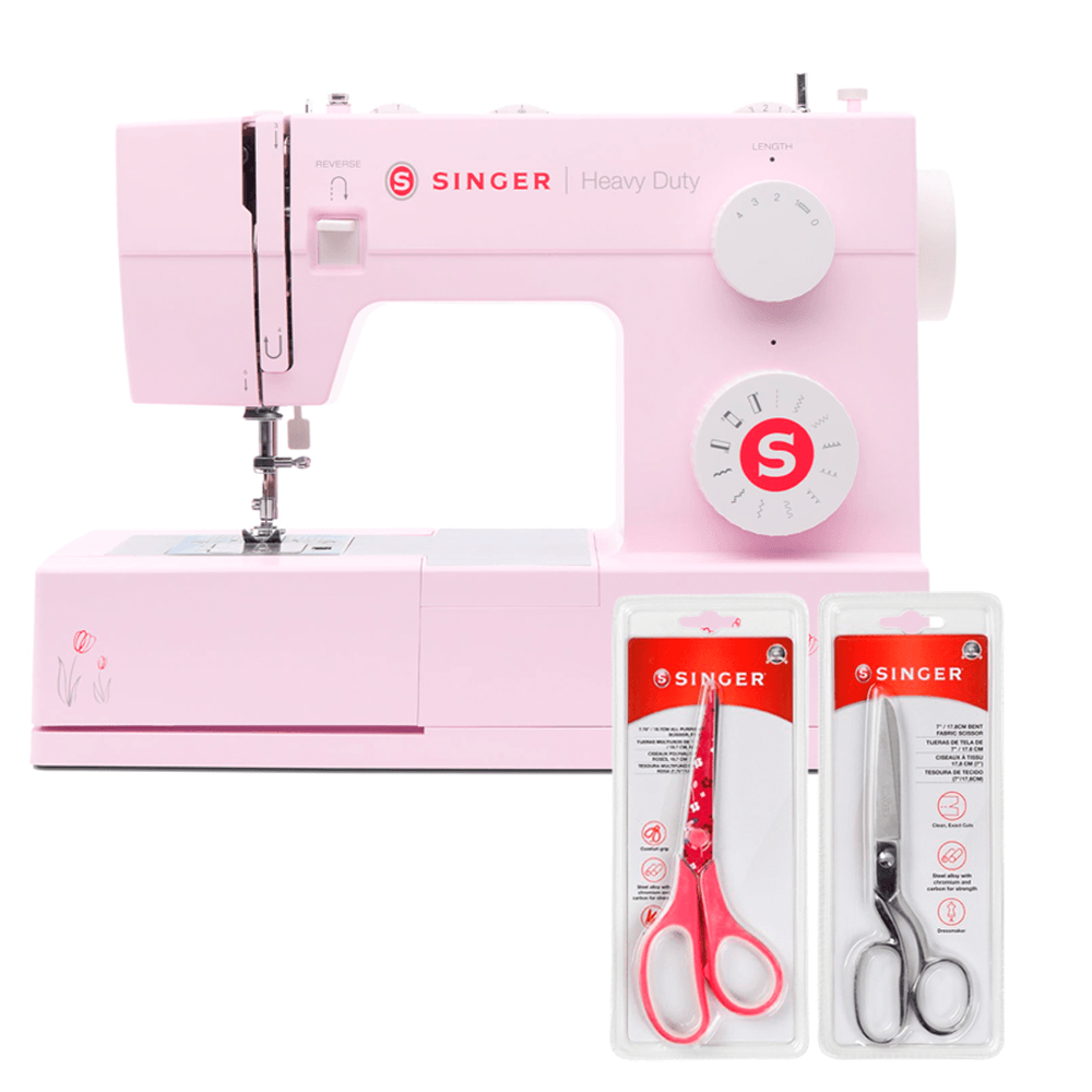 Kit Máquina de Costura HD4411 Tulip + Tesoura 10" Tecido e Tesoura Multiuso Rosa