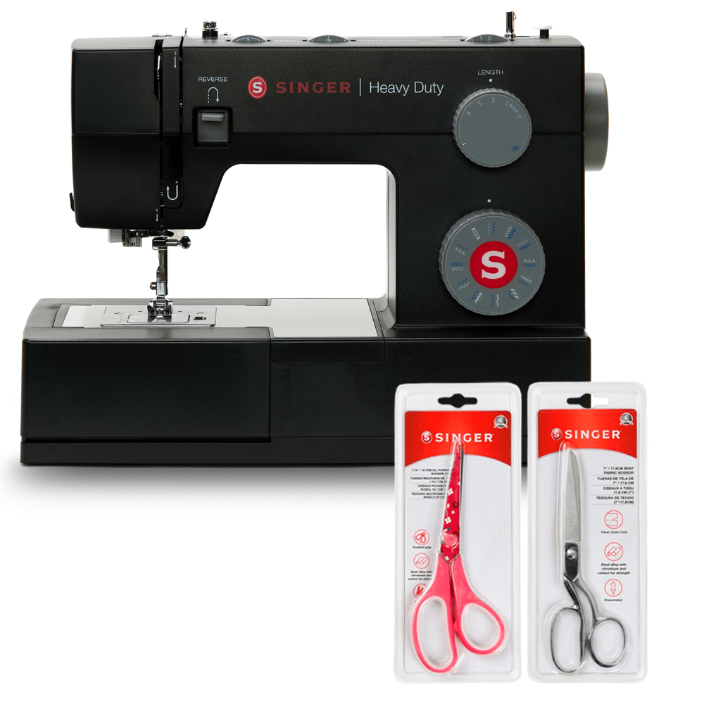 Kit Máquina de Costura HD4423 Black e Tesoura 10" Tecido e Tesoura Multiuso Rosa