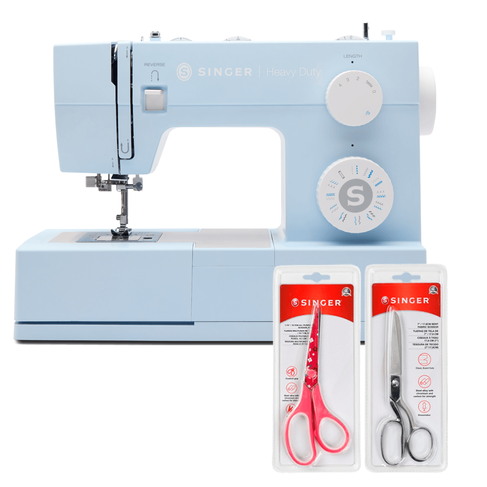 Kit Máquina de Costura Facilita Pro Blue 4423 + Tesoura 7" Tecido e Tesoura Multiuso Rosa