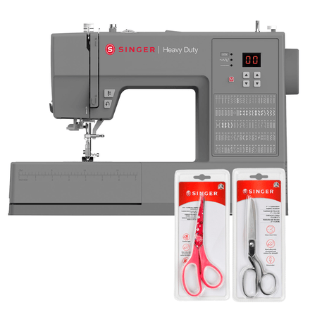 Kit Máquina de Costura HD6605 + Tesoura 8" Tecido e Tesoura Multiuso Rosa